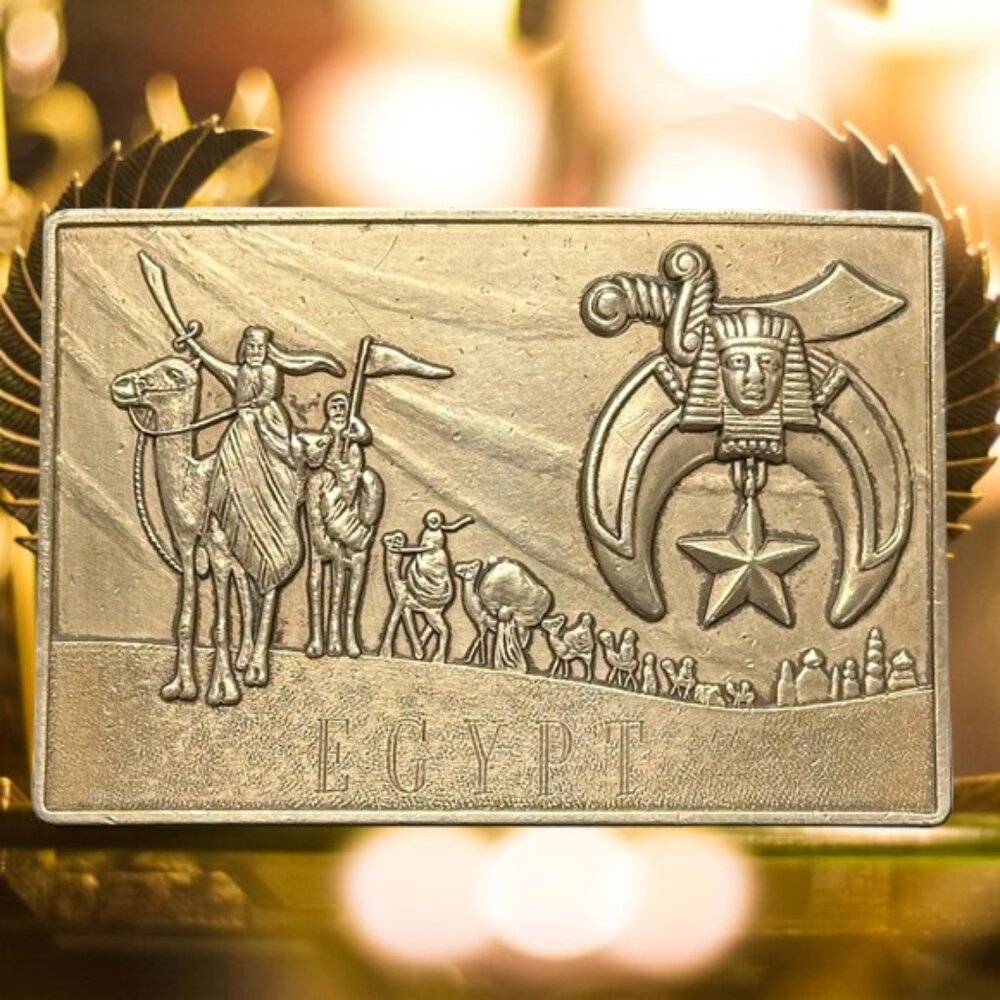 Vintage Harry Klitzner Masonic Masons Brass Shriners Belt Buckle 3" x 2" VGC